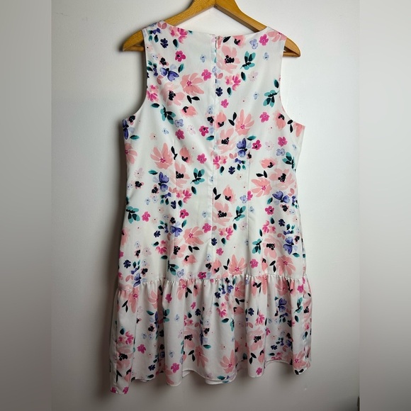 CeCe Midi Dress 8 Floral pleated Hem Cottage  Sheer old money Resort Vacation - Picture 2 of 14